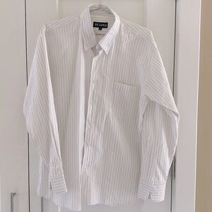Su Luca Long sleeve white button down with alternating pinstripe, sz 16